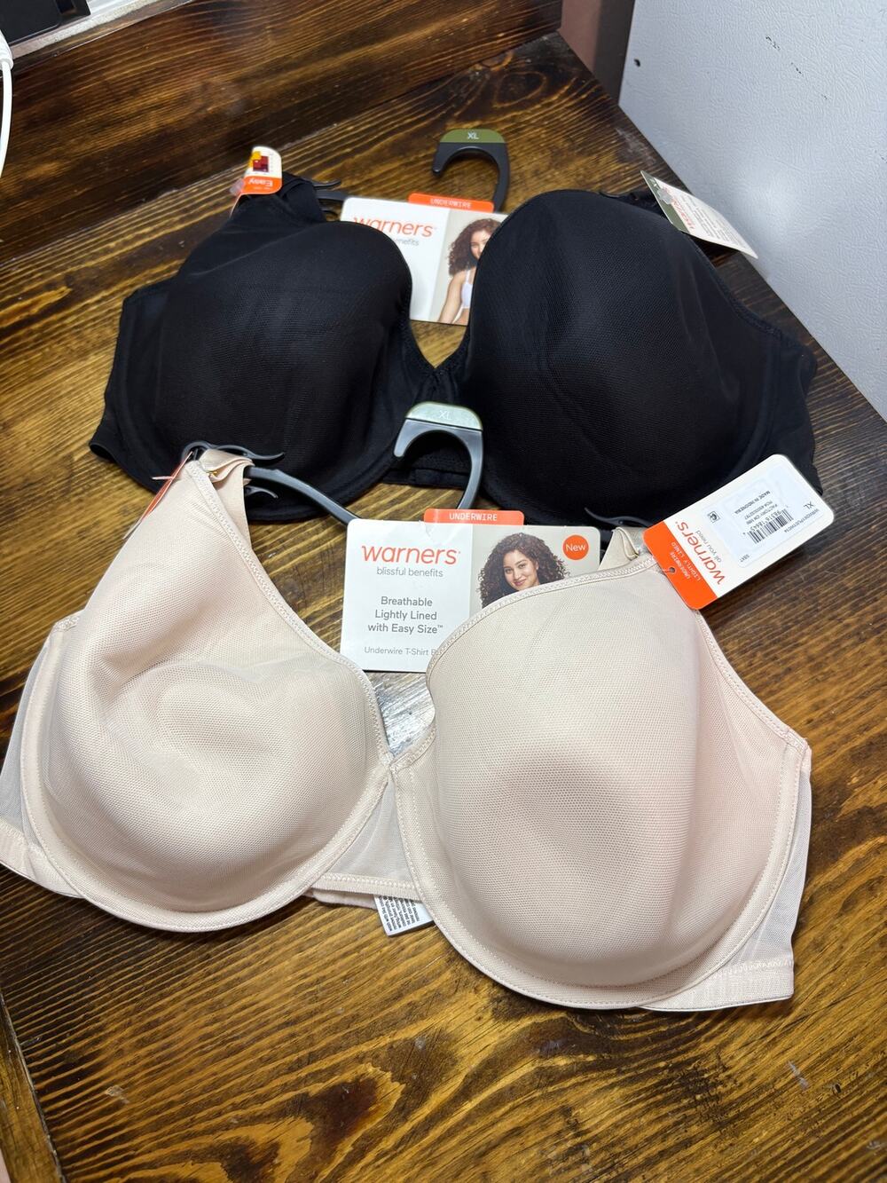 Warners Tan And Black Bras XL